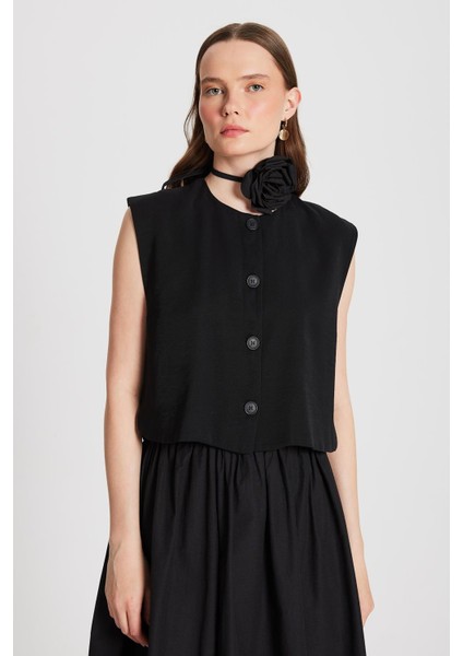 Kadın Siyah Hannah Düğmeli Yelek 29090 modelleri