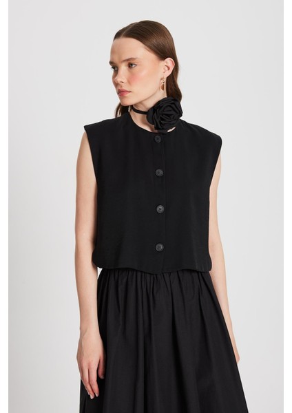 Kadın Siyah Hannah Düğmeli Yelek 29090 fırsatları