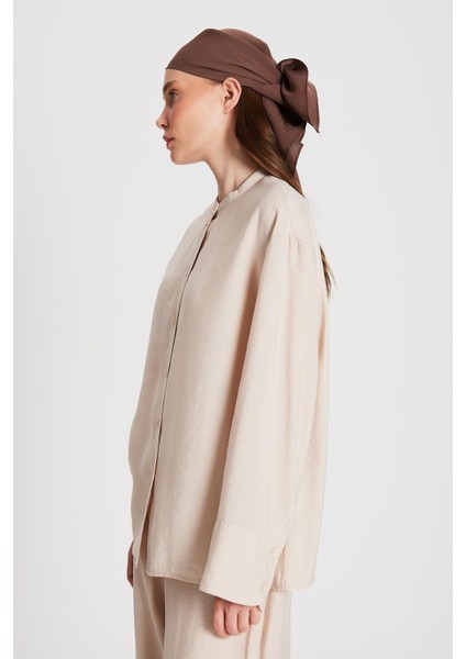 Kadın Bej %100 Modal Alt/üst Gömlek ve Pantolon Takım 29137 modelleri