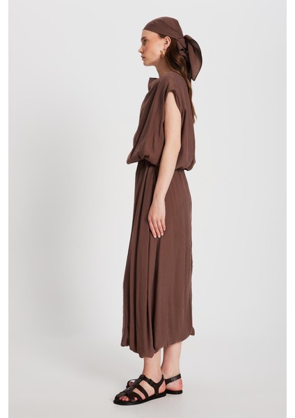 Kadın Kahve Modal Kumaş Alt/üst Bluz ve Etek Balon Takım 29237 modelleri