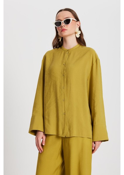 Kadın Yağ Yeşili %100 Modal Alt/üst Gömlek ve Pantolon Takım 29137 indirimleri