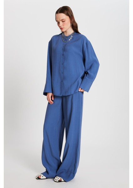 Kadın Indigo %100 Modal Alt/üst Gömlek ve Pantolon Takım 29137 fiyatları
