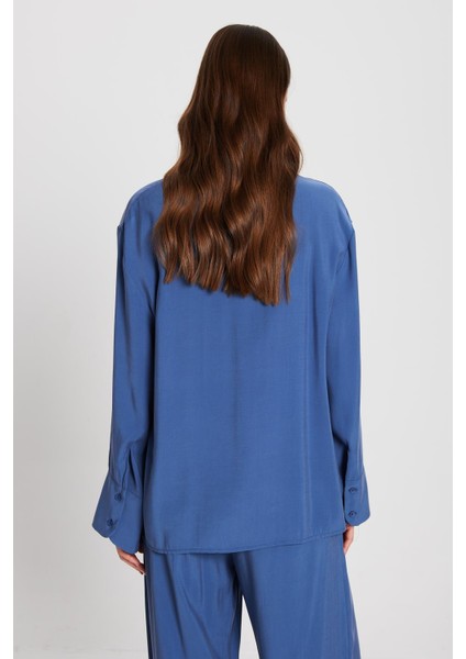 Kadın Indigo %100 Modal Alt/üst Gömlek ve Pantolon Takım 29137 indirimleri