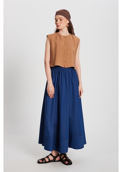 Kadın Camel Hannah Düğmeli Yelek 29090