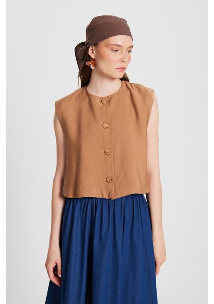 Kadın Camel Hannah Düğmeli Yelek 29090 indirimleri