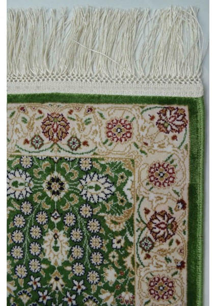 Bambu Iplikten Dokuma Parlak Tuşeli Hereke Desenli Yeşil Renk Halı (30X50 Cm)