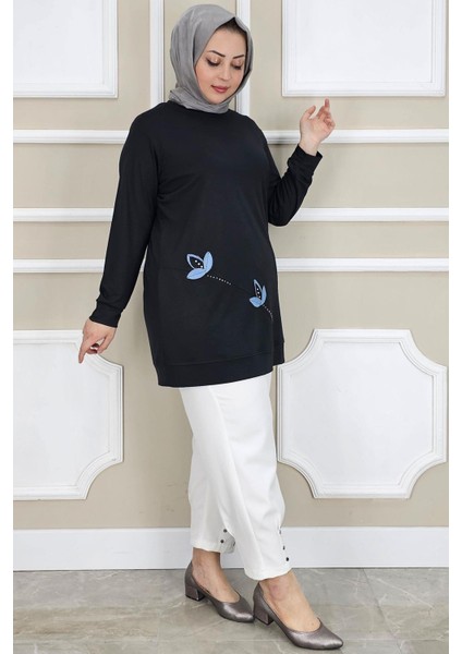 Kadın Çiçek Dikme Detaylı Tesettür Tunik fiyatları