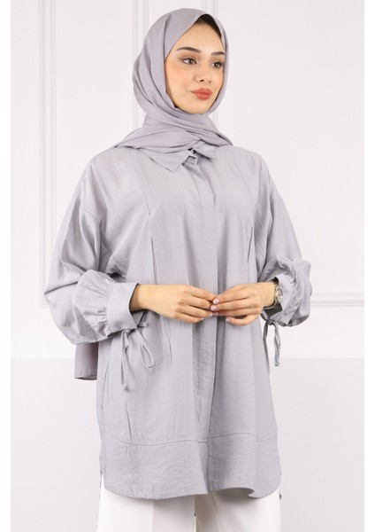 Siyah Kol Bağlamalı Tunik