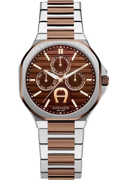 Fermo Erkek Kol Saati Isviçre Üretimi 32 mm Kahverengi Çelik Kordon