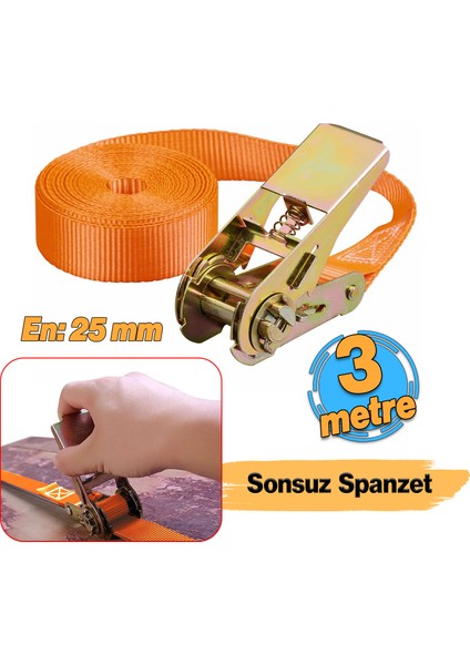 Sonsuz Gırgır Spanzet Yük Gerdirme Halatı Eşya Sabitleme Sapan 3 Metre Yük Taşıma Kamyoncu Ipi
