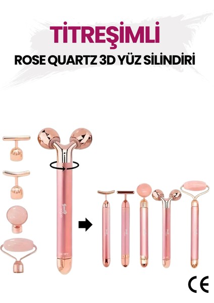 Titreşimli Rose Pembe Quartz Taşı 3d Yüz Masaj Silindiri fiyatları