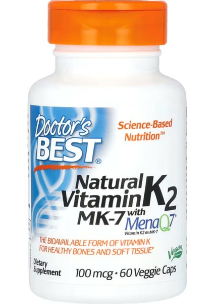 Natural Vitamin K2 With Menaq7 100 Mcg 60 Veggie Capsul