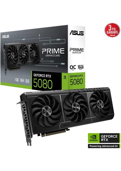 PRIME-RTX5080-O16G, 16GB, 256BIT, Gddr7, 1xhdmı, 3xdp Gamıng Ekran Kartı