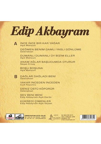 Edip Akbayram / Edip Akbayram (En Iyileriyle Analog Master) (Plak)