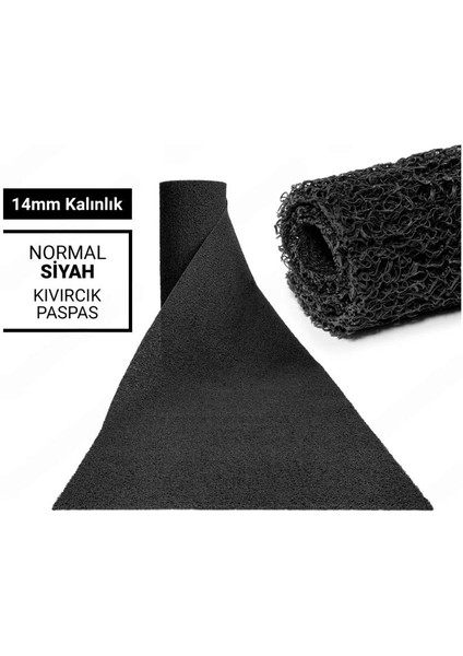 100 x 80 cm Siyah Kıvırcık Paspas-Halı Kaymaz Yolluk Lidya 14MM