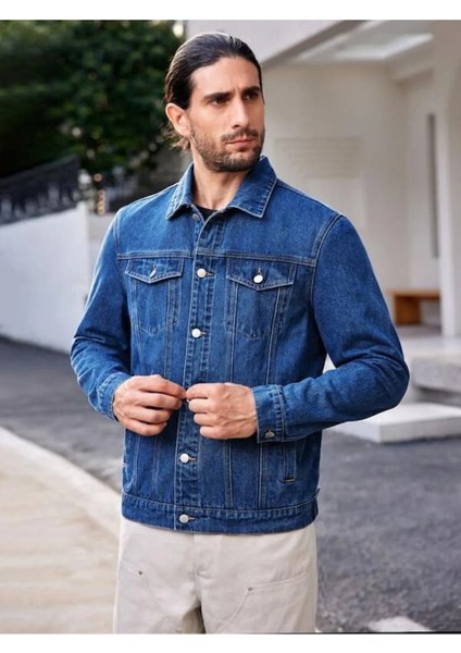 Erkek Düğmeli Likralı Slim Fit Kot Ceket fiyatları