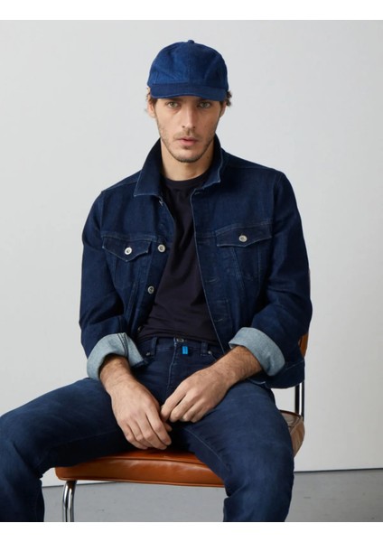 Erkek Düğmeli Likralı Slim Fit Kot Ceket