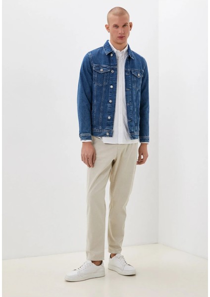 Erkek Düğmeli Likralı Slim Fit Kot Ceket fırsatları