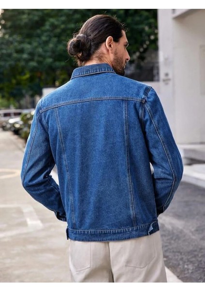 Erkek Düğmeli Likralı Slim Fit Kot Ceket modelleri