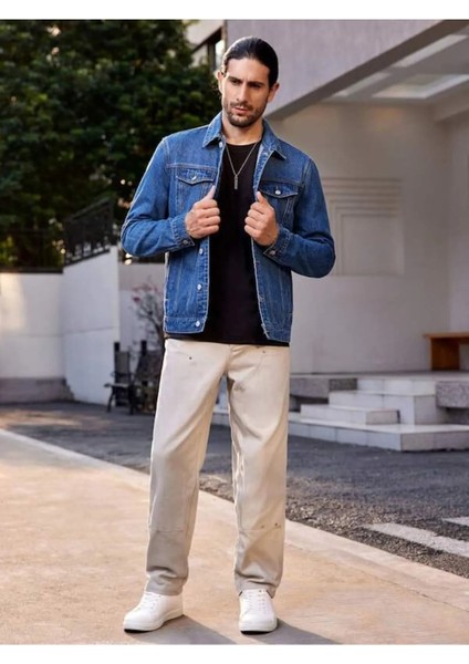 Erkek Düğmeli Likralı Slim Fit Kot Ceket indirimleri