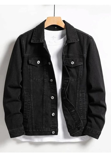 Erkek Düğmeli Likralı Slim Fit Kot Ceket