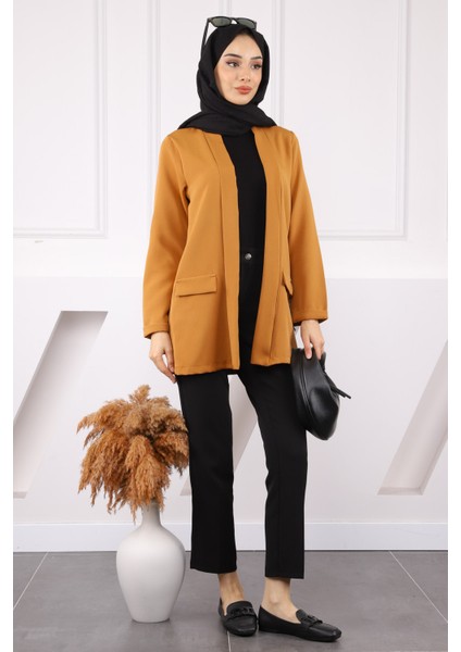 Taba Şal Yaka Krep Ceket modelleri