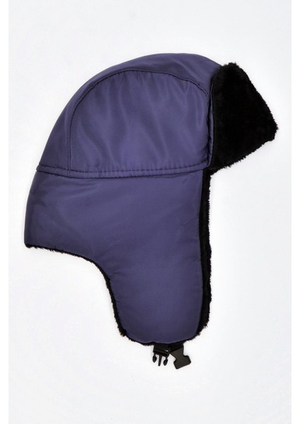 Suni Kürklü Pilot Beresi Lacivert Kalpak Şapka