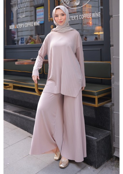 Gül Kurusu Piliseli Sandy Tunik Pantolon Takım