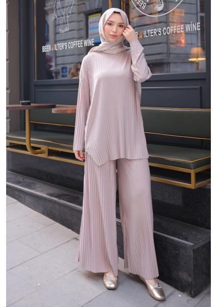 Gül Kurusu Piliseli Sandy Tunik Pantolon Takım