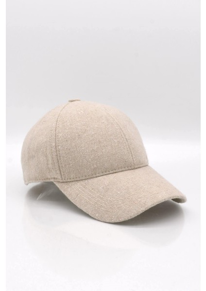 Kadın Bej Yünlü Kışlık Beyzbol Kep Şapka