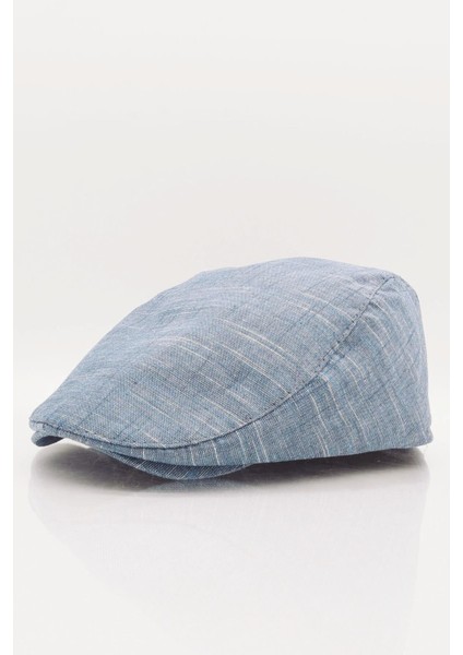 Erkek Mavi Kasket Keten Yazlık Flat Cap Şapka
