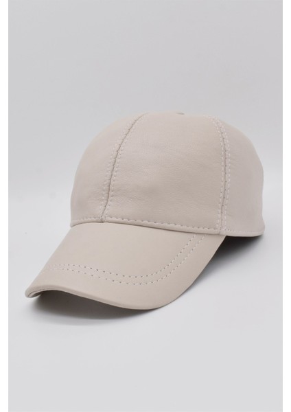 Bej Deri Erkek Kep Şapka