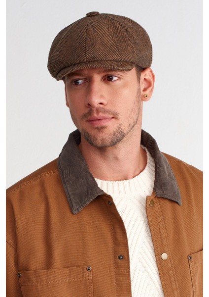 Erkek Kamel Balıksırtı Kasket 8 Parça Peaky Blinders Şapka