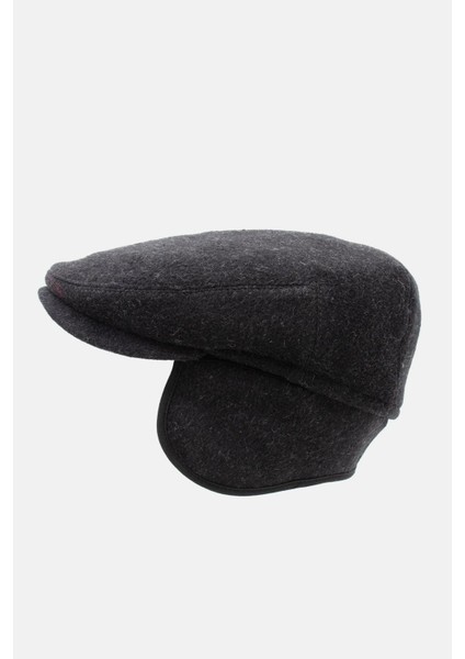 Siyah %100 Yün Kışlık Kulaklı Kasket Şapka