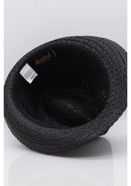 Erkek Siyah Hasır Şapka Ayarlanabilir İpli Yazlık Fötr fiyatları