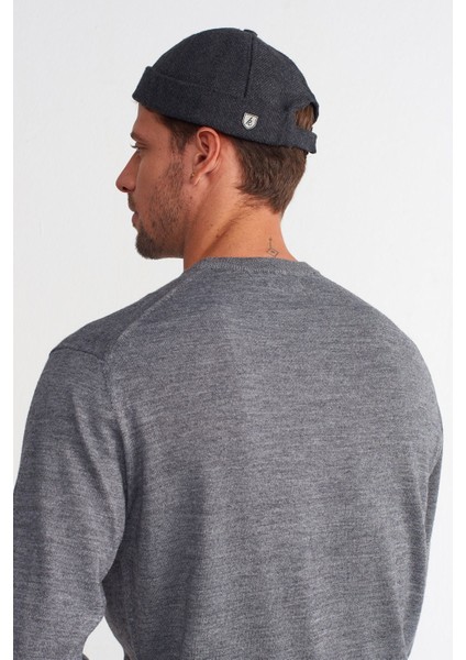 Erkek Füme Desenli Yün Skullcap Şapka Docker Cap