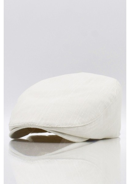 Erkek Düz Pamuklu Açık Bej Flat Cap Kasket