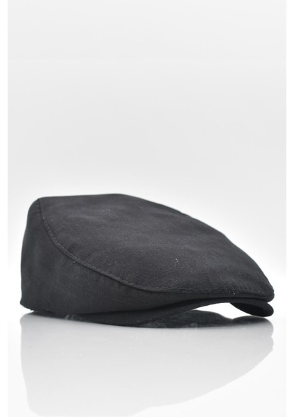 Erkek Düz Pamuklu Siyah Flat Cap Kasket