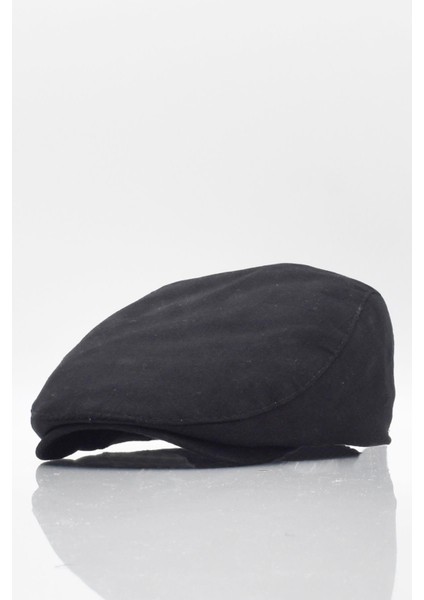 Erkek Düz Pamuklu Siyah Flat Cap Kasket