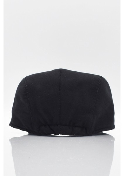 Erkek Düz Pamuklu Siyah Flat Cap Kasket
