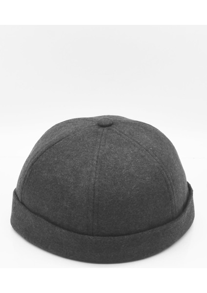Antrasit Hiphop Docker Şapka Yün Metal Tokalı Ayarlanabilir Kasket