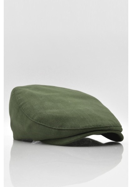 Erkek Düz Pamuklu Yeşil Flat Cap Kasket