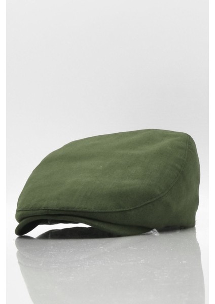 Erkek Düz Pamuklu Yeşil Flat Cap Kasket