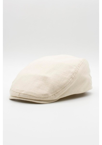 Erkek Düz Pamuklu Koyu Bej Flat Cap Kasket