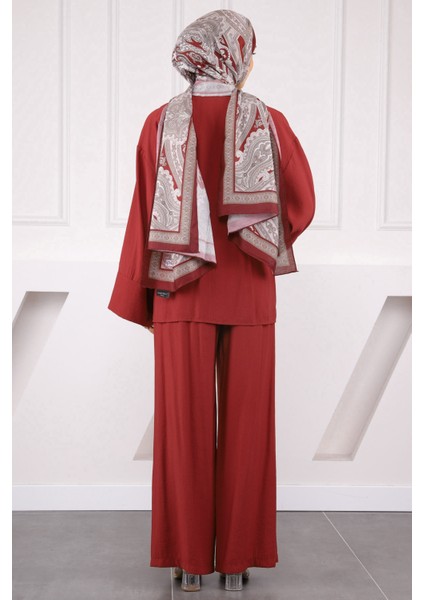 Haki Bel Bağlamalı Modal Kimono Pantolonlu Takım modelleri