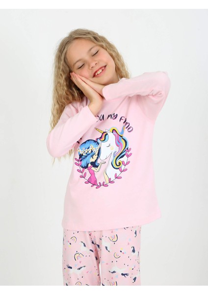 Kız Çocuk Uzun Kollu Pijama Takımı My Friend Unicorn