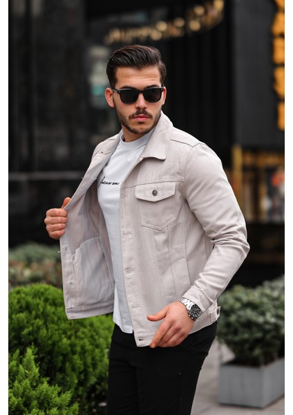 Erkek Slim Fit Denim Kot Ceket