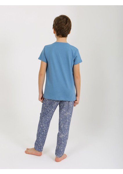 Erkek Çocuk Kısa Kollu %100 Pamuklu Pijama Takımı Go Space