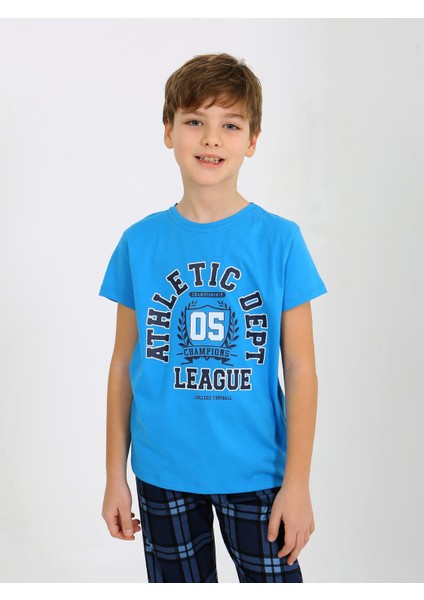 Erkek Çocuk Kısa Kollu %100 Pamuklu Pijama Takımı League