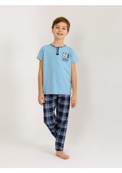 Erkek Çocuk Kısa Kollu Düğme Detaylı %100 Pamuklu Pijama Takımı Be fiyatları